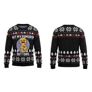 Shrek Gingerbread Man Not My Gumdrop Buttons Ugly Christmas Sweater Mens M Black
